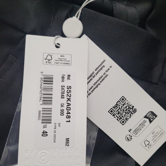 NWT MAISON MARGIELA Women's Wide-Leg Trousers Poly Wool Blend Black Size 6 - Picture 7 of 9